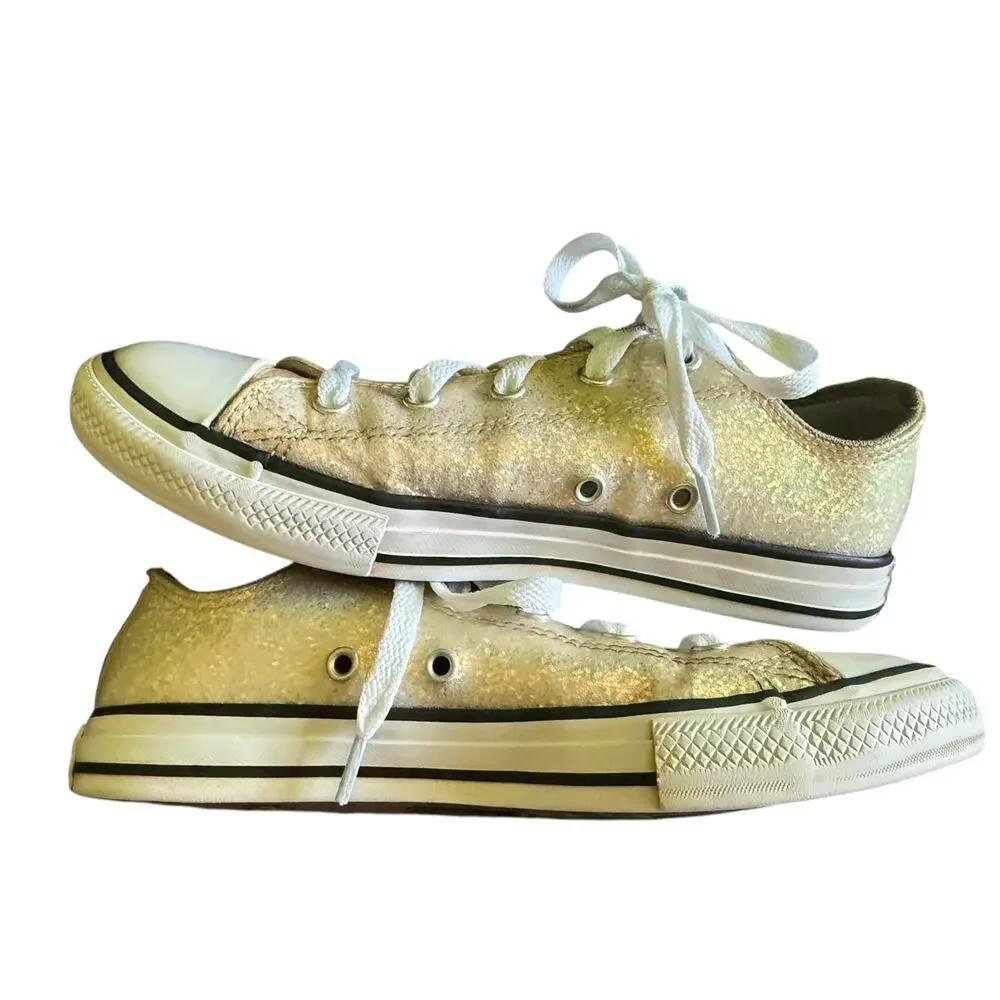 Converse All Star Patent Leather Glitter Lace Up Shoes Size 3